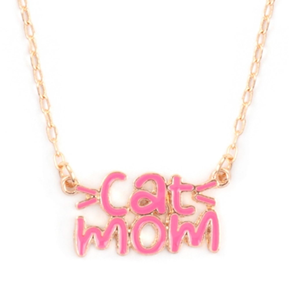 🎉Host Pick🎉NWT Adorable Enamel Cat Mom Necklaces w Gold Tone Chain 2 Colors!